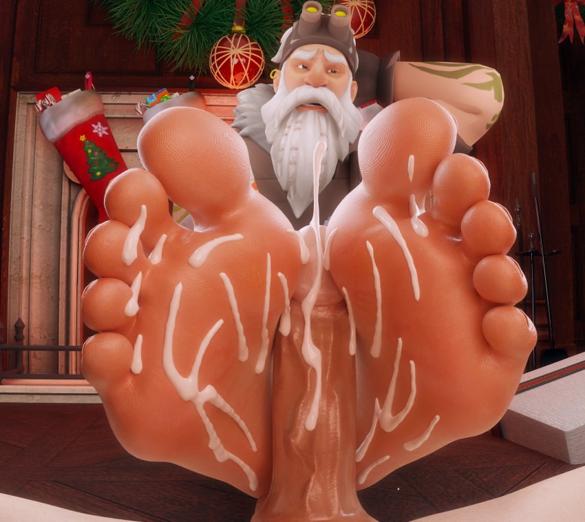 2boys 3d 3d_(artwork) anon anonymous_male barefoot beard big_feet big_penis christmas christmas_stocking christmas_wreath clothed clothed_male cum cum_on_feet cumming cumming_from_footjob faceless_character faceless_male facial_hair feet feet_crossed fireplace foot_fetish foot_focus footjob fortnite fortnite:_battle_royale gay hand_behind_head looking_away male male_only mrgtsfloop old_man older_male on_floor open_mouth ornaments penis present presenting presenting_feet sgt_winter_(fortnite) weirded_out white_hair winterfest wreath