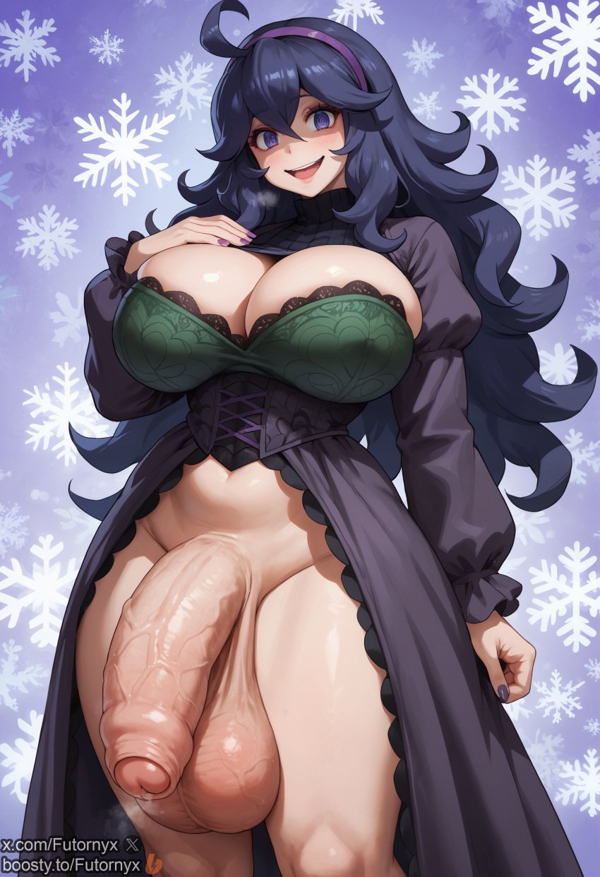 1futa ai_generated balls ballsack boosty boosty_username dickgirl futanari futornyx hex_maniac hi_res high_resolution highres huge_balls huge_cock huge_cock large_testicles lingerie pokemon simple_background snowflake solo tagme thick_thighs twitter_username veiny_penis wide_hips