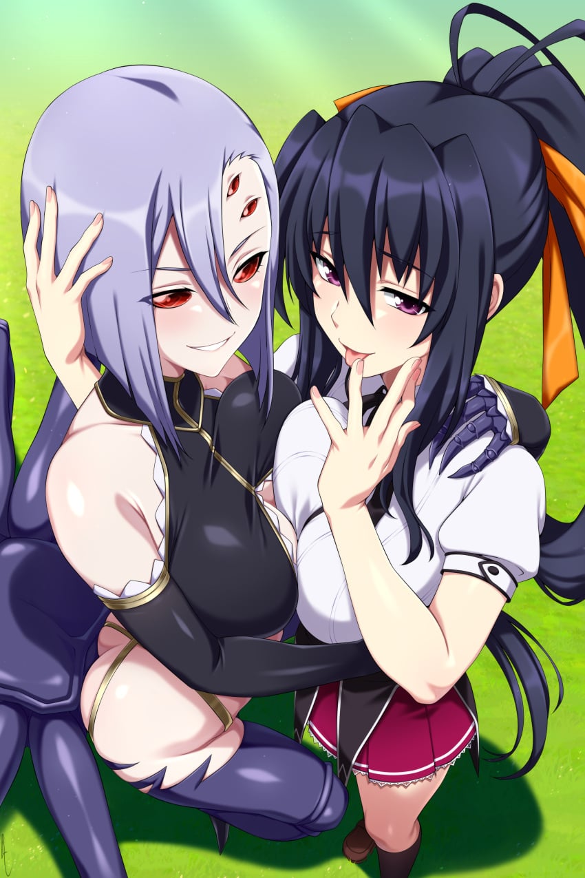 2girls character_request copyright_request fully_clothed large_breasts lindaroze monster_girl monster_musume_no_iru_nichijou rachnera_arachnera tagme