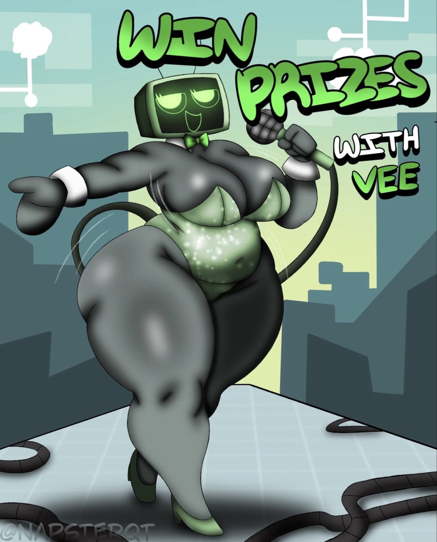 2026 ass ass_bigger_than_head background black_body breats bunnysuit chubby_female dandy's_world dandys_world high_heels huge_butt microphone napstasoul roblox self_upload slightly_chubby smiling tagme tail thick_thighs tv tv_head vee_(dandy's_world) wide_hips