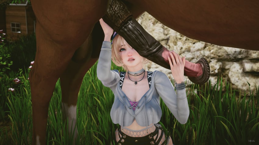 1animal 1girls 3d animal_penis biting_lip blonde_female blonde_hair clothed clothed_female dead_or_alive dead_or_alive_xtreme_venus_vacation equine_genitalia equine_penis female_on_feral feral feral_on_female feral_on_human grabbing_penis honey_select_2 horse horse_penis horsecock human human_female human_on_feral illusion_soft interspecies light_skin looking_at_penis meg_(doa) pale-skinned_female short_hair viktorkrev white_skin zoophilia