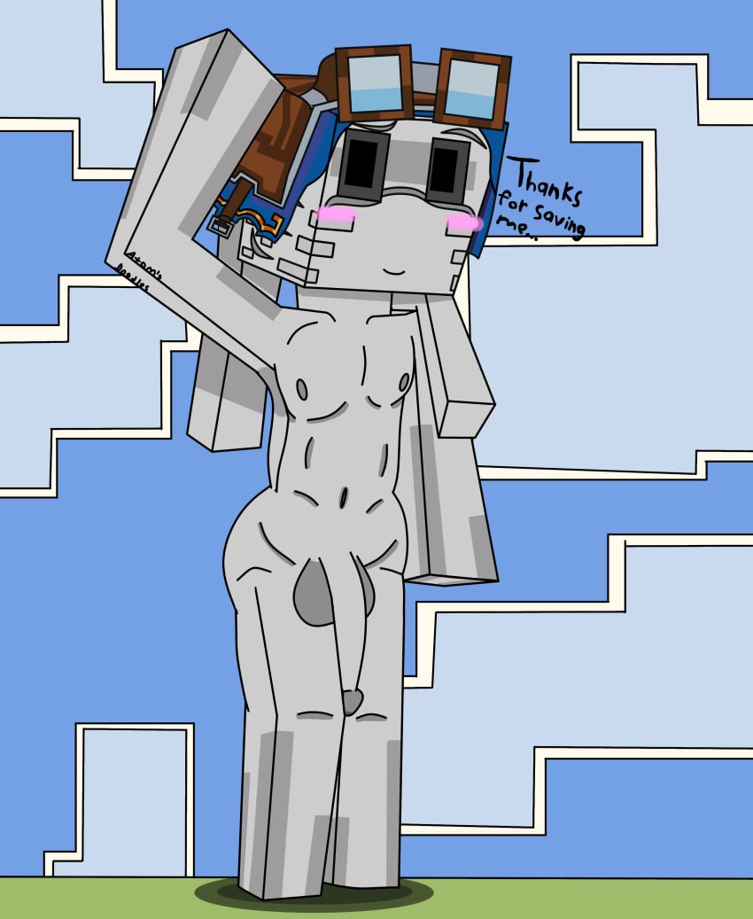 absurd_res anonymous_artist anthro aviator_goggles femboy ghast_(minecraft) happy_ghast_(minecraft) hi_res male microsoft minecraft mojang shy simple_background sky solo white_body white_skin xbox_game_studios