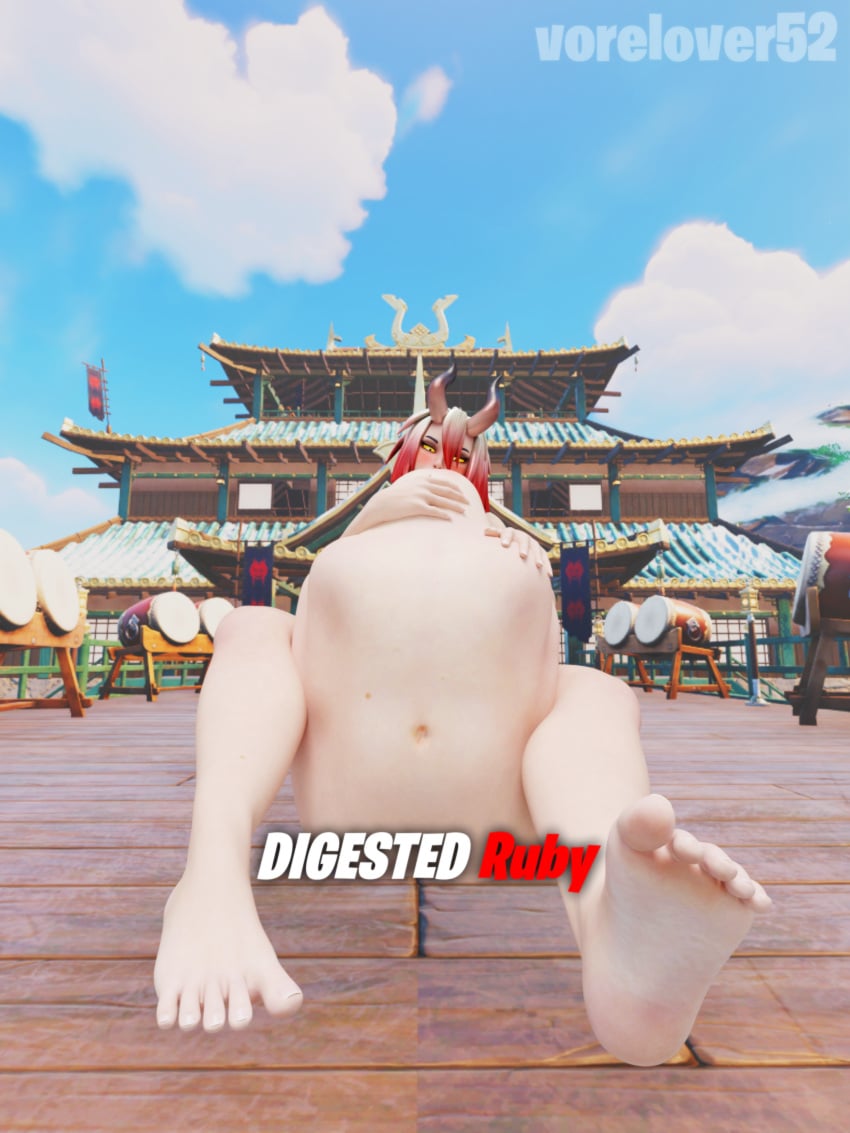 3d anal_vore big_belly blender chubby_female digestion female_only fortnite night_rose restored_night_rose ruby_(fortnite) thick_thighs vore vore_belly vorelover52