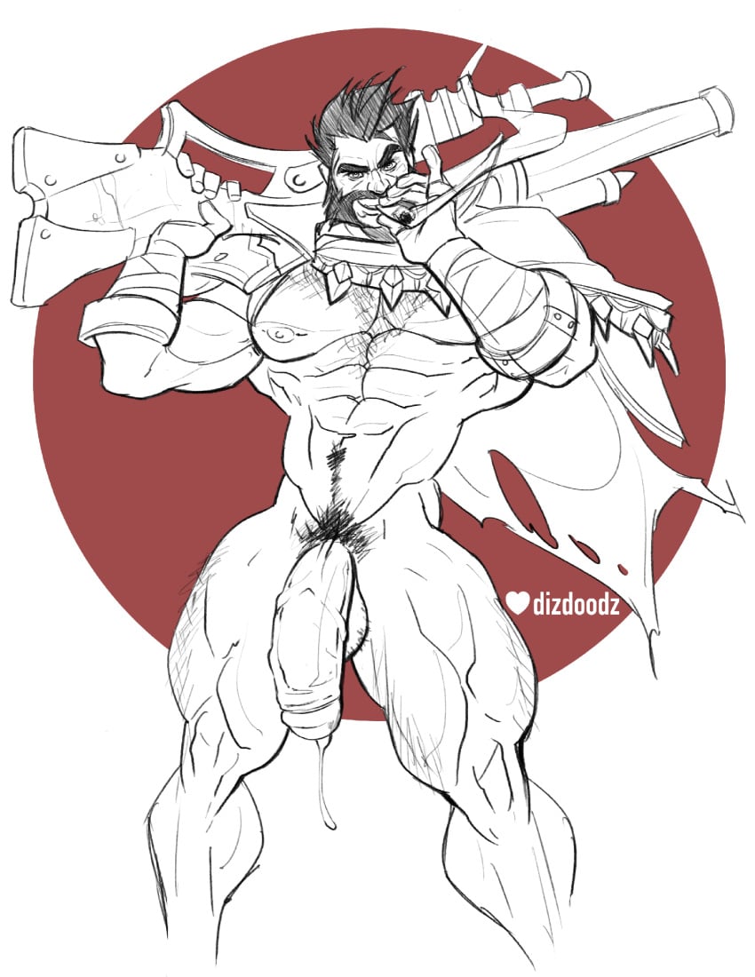 abs balls bara biceps big_balls big_penis daddy dilf dizdoodz league_of_legends malcolm_graves male male_nipples male_only manly mature_male monochrome moustache muscular_male nipples nude pecs penis riot_games