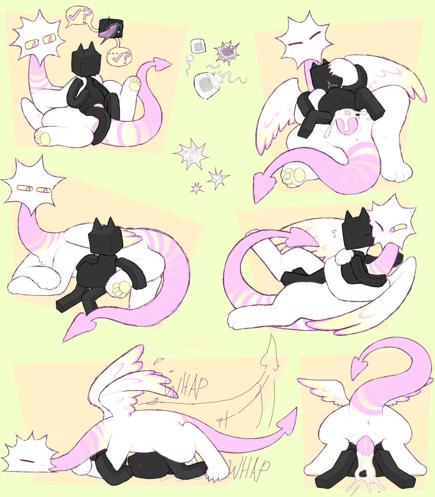 absurd_res ambiguous_gender ambiguous_penetrated ambiguous_penetration anus belly black_body blush bodily_fluids cervical_penetration claws colored crumb_(vexedcalyx) cube_(object) cum cum_inside digital_drawing_(artwork) digital_media_(artwork) duo english_text erection faceless_ambiguous faceless_character feathered_wings feathers feral floating_arms floating_head floating_legs for_a_head fur genital_fluids genitals halo hi_res holding_shoulder horn hug impregnation inflation leaking_cum male male/ambiguous male_penetrating markings motion_lines motion_outline mouthless multicolored_body object_head onomatopoeia ovum pawpads paws penetration penis picture_in_picture plinko_(vexedcalyx) sex shape_head simple_background size_difference small_horn sound_effects spade_tail sperm_cell spiked_head stomach_bulge striped_body striped_markings striped_neck striped_tail stripes sweat tail tail_markings text unknown_species unusual_bodily_fluids unusual_cum unusual_genital_fluids unusual_ovum unusual_sperm_cell vexedcalyx whap white_body white_fur wings