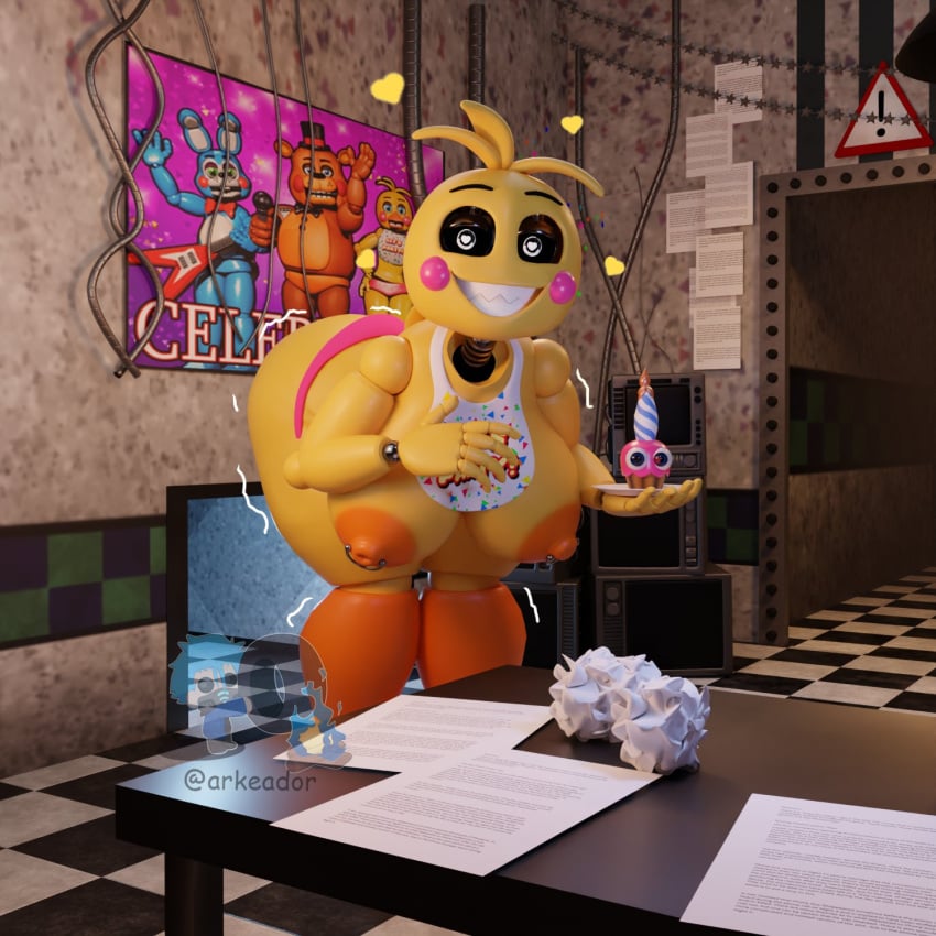 3d alternate_version_available arkeador big_ass big_breasts breasts_out cupcake_(fnaf) five_nights_at_freddy's fnaf smile smiley_face smiling smiling_at_viewer solo tagme thong toy_chica_(fnaf) toy_chica_(love_taste)