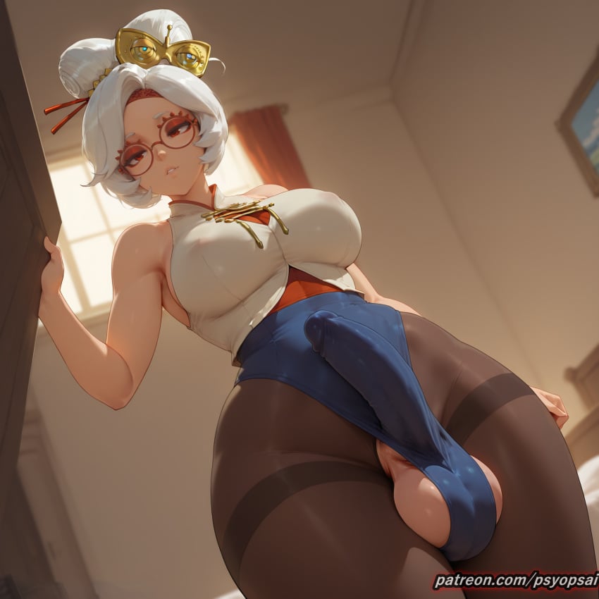 1futa abs ai_generated artist_name big_balls big_breasts big_penis big_testicles breasts breasts bulge bulge_through_clothing clothing colored curvy digital_media_(artwork) erection front_view futa_only futanari huge_cock legs lingerie looking_at_viewer nintendo pantyhose penis psyopsai purah short_hair solo solo_focus the_legend_of_zelda thighs tight_clothing uncensored watermark white_hair wide_hips