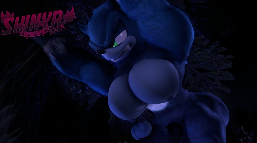 3d anthro bent_over big_arms big_hands big_pecs digital_media_(artwork) forest hi_res male male/male muscular night nude outside pecs plant sega shinyagaia smile solo sonic_(series) sonic_the_hedgehog_(series) sonic_the_werehog sonic_unleashed source_filmmaker_(artwork) tree