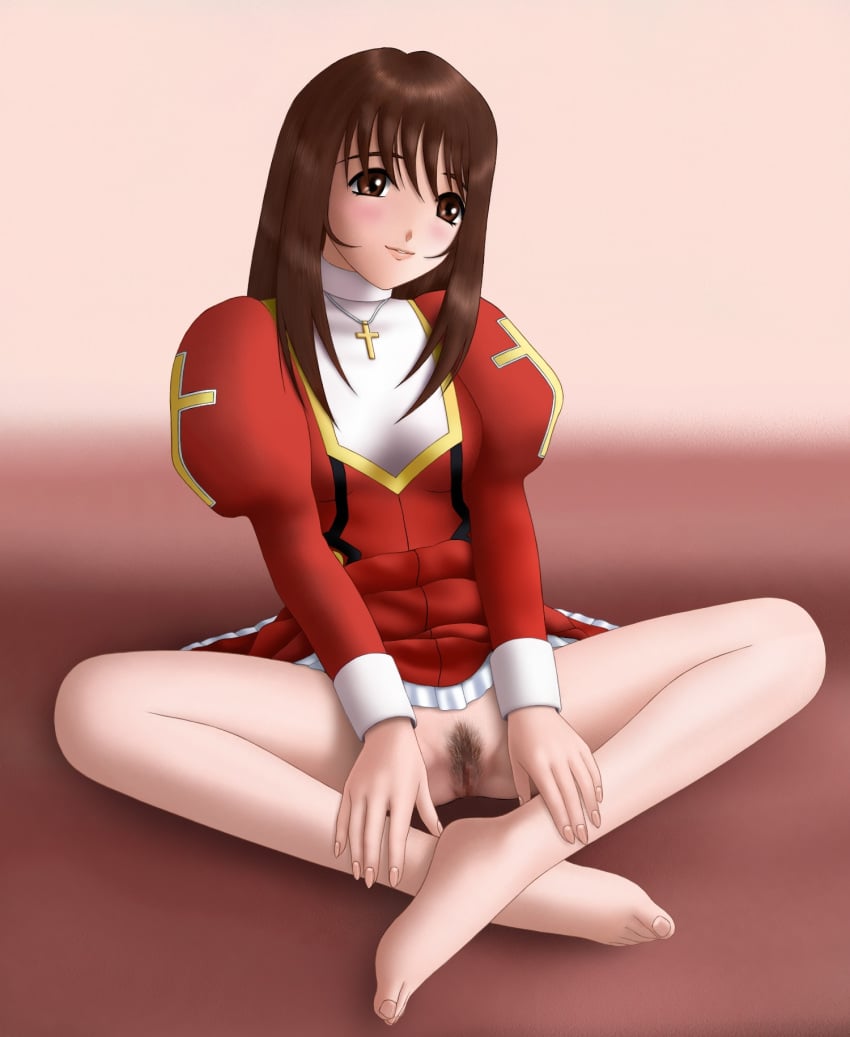 censored clothing erica_fontaine female juliet_sleeves no_panties pubic_hair puffy_sleeves sakura_taisen sakura_wars solo yuchan_(rakugaki_no_soukutsu)