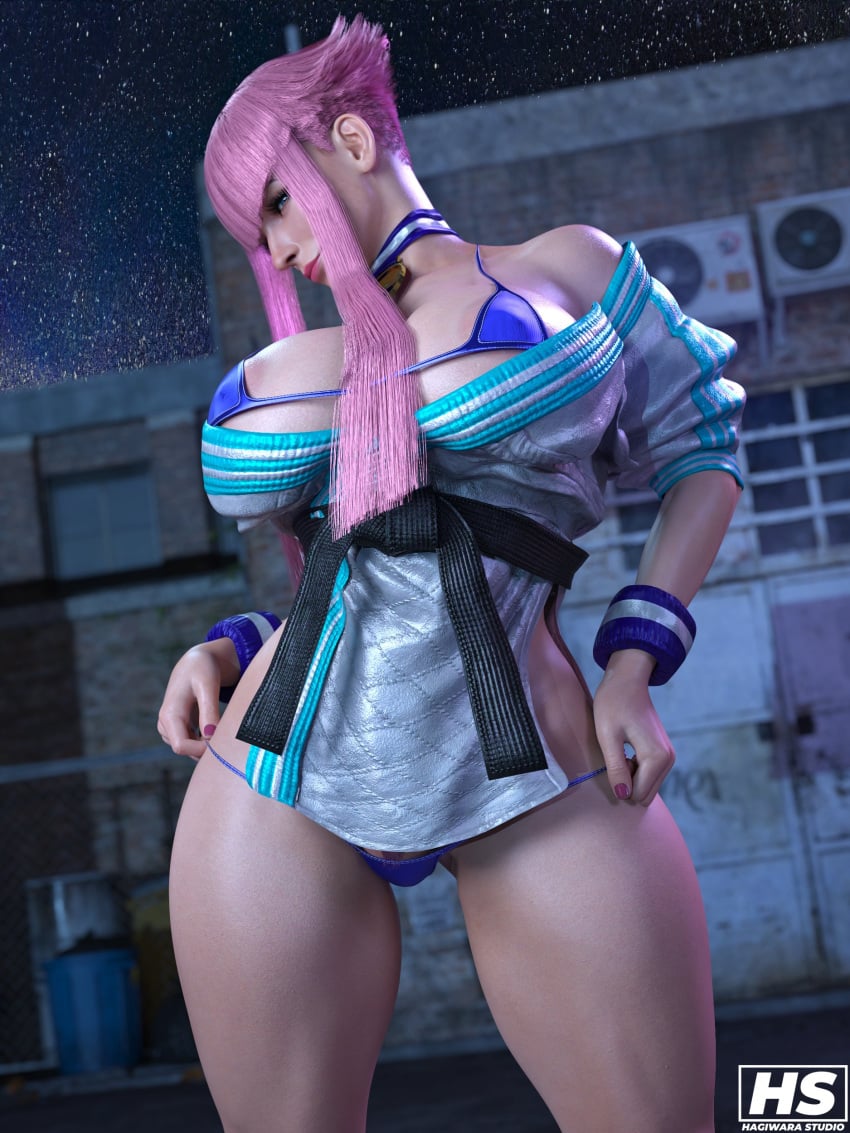 1girls 3d ass big_ass big_breasts bikini blue_eyes breasts busty capcom female female_focus female_only french french_female hagiwara_studio highres hourglass_figure looking_at_viewer manon_legrand obi pink_hair pinup pinup_pose short_hair_with_long_locks sidelocks solo street_fighter street_fighter_6 tagme thick_thighs wide_hips wristband