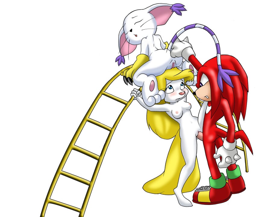 animaniacs anthro crossover digimon echidna exposed_torso female footwear fur gatomon hair handwear interspecies knuckles_the_echidna ladder male mammal minerva_mink mink monotreme multiple_females mustelid red_fur sega sex sonic_(series) standing straight straight_hair tagme taul warner_brothers yellow_fur yellow_hair