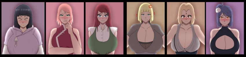 6girls big_breasts blonde_hair blue_hair boruto:_naruto_next_generations breasts cleavage female female_only gilf huge_breasts hyuuga_hinata konan large_breasts milf multiple_girls naruto naruto_shippuden pineapple_cholo pink_hair red_hair sakura_haruno samui tsunade uzumaki_kushina