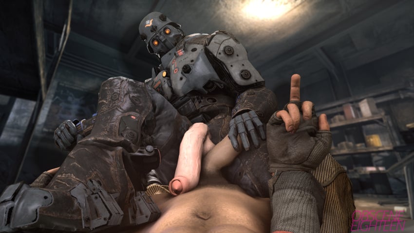 3d abs anthro armor big_penis bj_blazkowicz domination gay holding_penis huge_cock human humanoid humanoid_penis imminent_sex long_penis looking_at_viewer male male_only middle_finger obsceneeighteensfm pov questionable_consent staring uncut wolfenstein