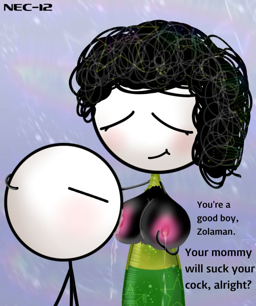 1boy 1boy1girl 1girl1boy 1girls big_breasts black_breasts black_hair breast_feeding breast_leak breast_milk_squirt breast_milk_squirting breast_milking breast_sucking breasts curly_hair holding holding_breast holding_head holding_nipple lactation leaking_milk milk milking_breasts mom_(zolaman) mother mother_and_son nec-12 no_humans pink_nipples ruffled_hair stick_figure stickfigure stickman two_tone_dress watermark white_skin zolaman_(character) zolaman_(franchise) 졸라맨