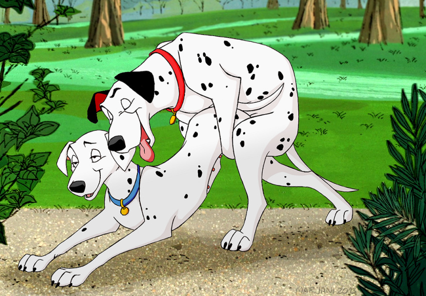 101_dalmatians 1boy 1girls canine dalmatian disney doggy_style female feral from_behind furry happy_sex kryaterre male marjani no_humans perdita pongo sex straight