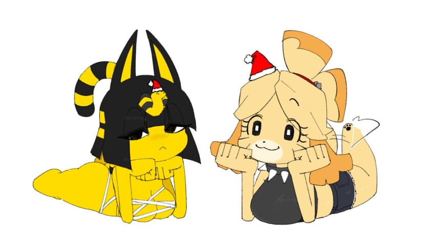 2girls :< :3 animal animal_crossing animal_ears animal_nose ankha anthro bandages bangs bare_shoulders barefoot black_eyes black_hair black_shirt black_shorts blonde_hair blunt_bangs blunt_ends blush bob_cut body_fur bracelet breasts bright_pupils canine canis cat_ears cat_girl cat_tail closed_mouth clothing collar colored_skin crop_top denim_shorts dog_ears dog_girl dog_tail doubutsu_no_mori egyptian facial_mark feet female fur furry furry_female hair hair_ornament happy isabelle_(animal_crossing) jewelry large_breasts legs_together long_hair looking_at_viewer lying lying_on_stomach mammal medium_breasts medium_hair midriff multiple_girls nail_polish naked_bandage navel nile_(doubutsu_no_mori) q_qringo sarashi shih_tzu shiny_hair shirt shizue_(doubutsu_no_mori) short_hair short_shorts shorts sitting sleeveless sleeveless_shirt smile snake_hair_ornament solo spiked_collar spikes striped_tail tail tail_wagging thick_thighs thighs topknot toy_dog white_pupils yellow_body yellow_fur yellow_skin