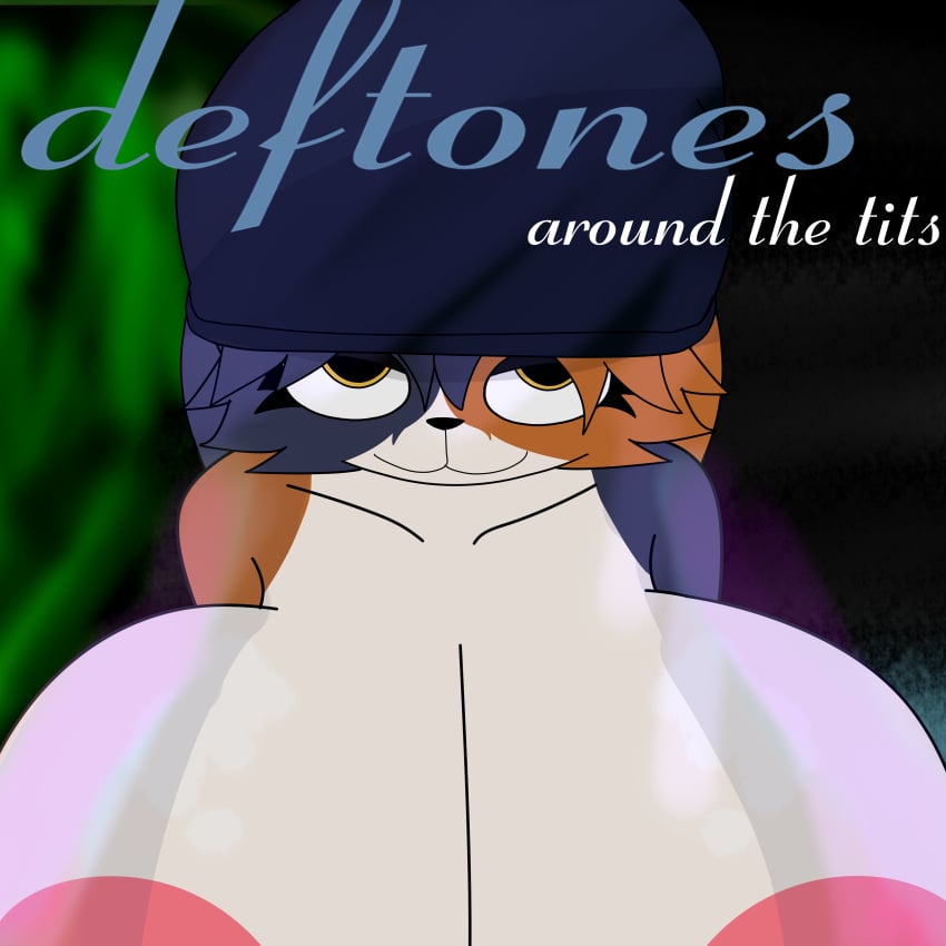 absurd_res album_cover anthro big_breasts blazerfurro breasts clothing cover deftones domestic_cat epic_games felid feline felis female fortnite hat headgear headwear hi_res high-angle_view huge_breasts looking_at_viewer mammal meow_skulls solo