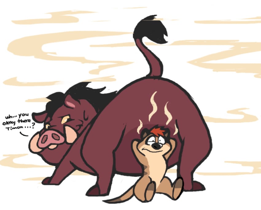 anthro ass butt_sniffing concern_for_another dazed disney duo facesitting feral hooves looking_at_viewer looking_back looking_down looking_down_at_another male male/male mammal monobutt nude one_eye_closed pumbaa raised_tail rear_view sacredsun519 sitting sitting_on_another sitting_on_head size_difference slightly_chubby slightly_chubby_anthro slightly_chubby_male smelly sniffing suid suine surprise surprised_expression tail text the_lion_king timon warthog wink winking_at_viewer worried