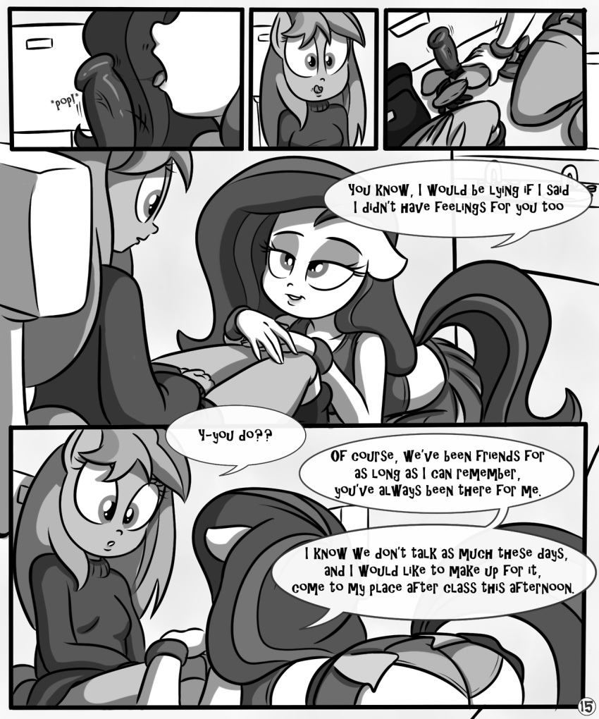 anthro black_and_white breasts comic dialog dildo english_text equine female friendship_is_magic hair horse killryde lust_from_afar monochrome my_little_pony pony rainbow_dash_(mlp) rarity_(mlp) sex_toy straight_hair tagme text yuri