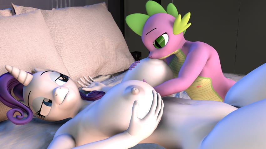 1boy 1girls 3d 3d_(artwork) age_difference big_breasts breastfeeding breasts cub daemont92 dragon female friendship_is_magic hasbro horse kissing male my_little_pony nipple_play nipples older_woman pony rarity_(mlp) source_filmmaker spike_(mlp) suckling thick_thighs unicorn voluptuous wide_hips young_boy