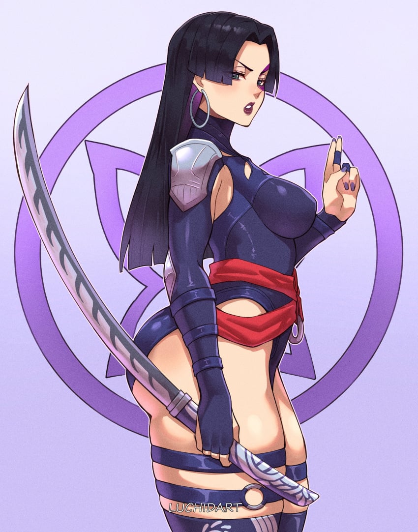 1girls ass ass_focus big_ass big_breasts busty female female_only luchidart marvel marvel_rivals nipple_bulge psylocke psylocke_(marvel_rivals) thick_thighs vengeance_psylocke voluptuous voluptuous_female