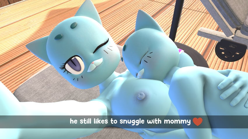 1boy 1girls 3d age_difference big_breasts breasts cartoon_network cub cuddling daemont92 feline female gumball_watterson male milf mother mother_and_son nicole_watterson nipples nude selfie snuggling source_filmmaker swimming_pool the_amazing_world_of_gumball