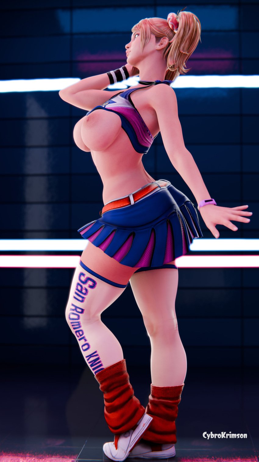 3d big_breasts blender blonde_hair cheerleader_uniform cybrokrimson juliet_starling lollipop_chainsaw thick_thighs