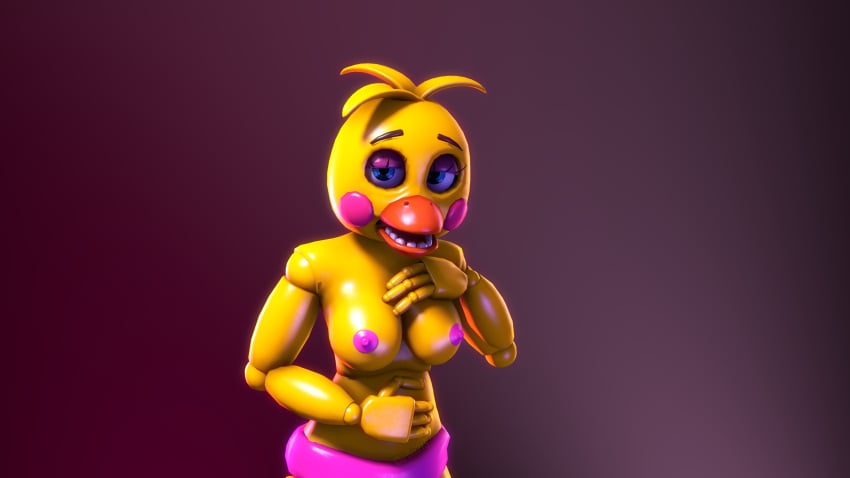 3d 4k animatronic beak bird bird_girl blue_eyes chicken disboi215 five_nights_at_freddy's five_nights_at_freddy's_2 fnaf hand_on_chest hand_on_stomach highres looking_at_viewer pink_cheeks pink_nipples pink_panties pink_shorts robot rosy_cheeks sfm solo source_filmmaker topless topless_female toy_chica_(fnaf) yellow_body