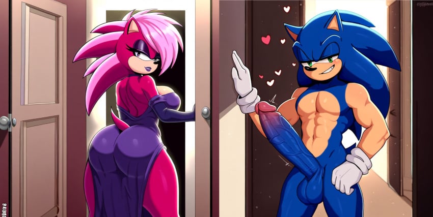 ai_generated ass blue_body breasts female green_eyes incest magenta_fur male male/female pink_hair sex sonia_the_hedgehog sonic_(series) sonic_the_hedgehog sonic_the_hedgehog_(series) sonic_underground straight veiny_penis