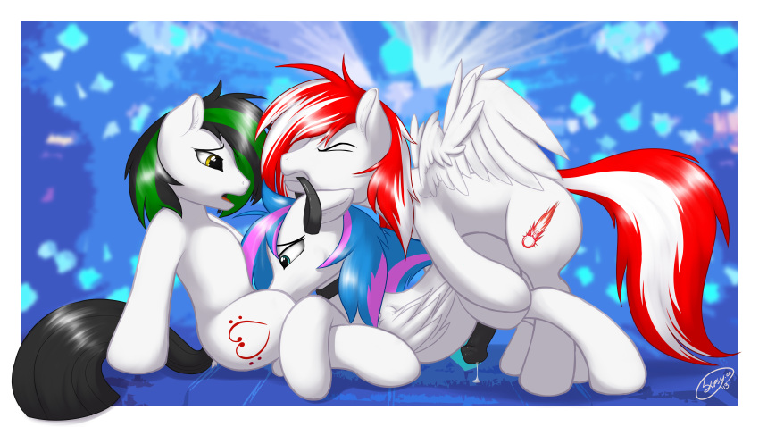 2013 agile_cloud anal collar cutie_mark equine feral furry gay group leash male my_little_pony no_humans original_character pegasus precum skipsy threesome toko_yakkai trancesequence wings