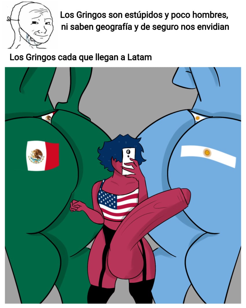 1femboy 2girls american_flag argentina argentina_(countryhumans) argentine_flag argentinian artist_request big_ass big_balls big_butt big_penis big_penis_adoration blue_body blue_skin countryhumans countryhumans_girl crop_top femboy femboydom green_skin grey_body hair_over_eyes humiliation hung_femboy hung_trap hyper_ass hyper_butt hyper_penis hyper_testicles latina latina_milf lingerie meme mexican_female mexican_flag mexico mexico_(countryhumans) mini_giantess nationality otoko_no_ko raceplay selfie size_difference small_but_hung smaller_male snapchat spanish_text text thong united_states_of_america united_states_of_america_(countryhumans) veiny_penis