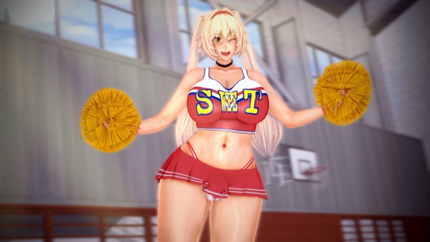 2024 alternate_version alternate_version_available blonde_female blonde_hair blonde_hair_female cheerleader cheerleader_outfit cheerleader_uniform female female_focus female_only kana_aoyama light-skinned_female light_skin one_eye_closed one_eye_open original original_character red_headband solas_(artist) solo solo_female solo_focus spidey-dude wink winking winking_at_viewer