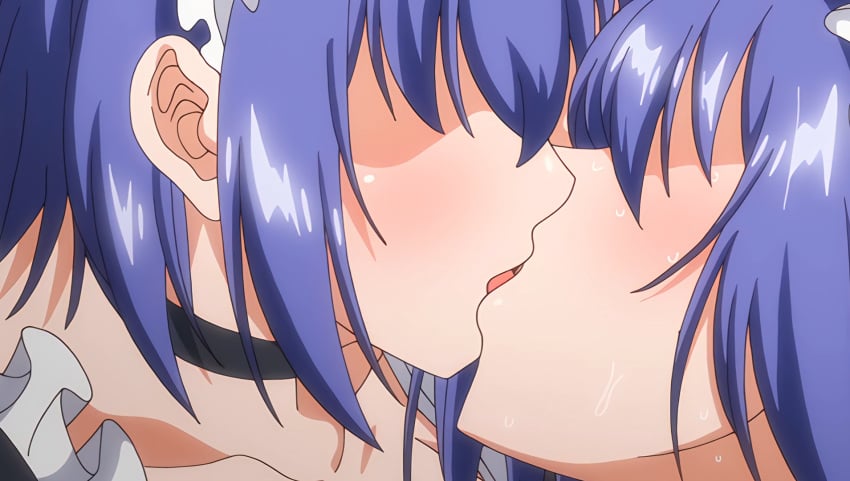 2girls blush female/female female_only french_kiss hentai hoshizuki_kaede hoshizuki_suzu incest kaede_to_suzu kissing lesbian lesbian_kiss maid_uniform open_mouth purple_hair screenshot sister_and_sister sisters sweat twincest twins yuri