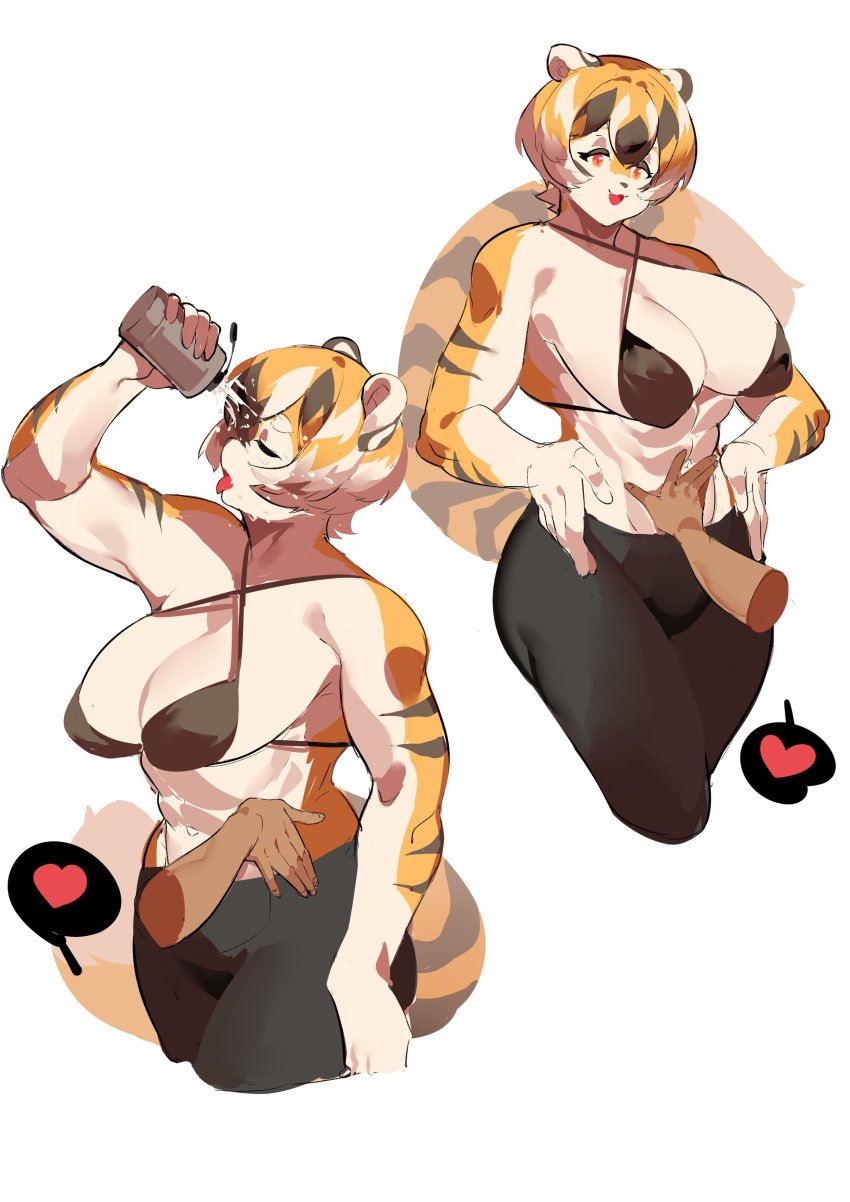 big_breasts breasts cleavage feline female furry huge_breasts mx99926 tagme thick_thighs tiger tiger_girl wide_hips