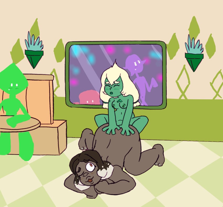 caught dwonksa from_behind gem_(species) gemsona implied_futanari implied_penetration olivine_(minerva_gems) public_sex size_difference staurolite_(minerva_gems) steven_universe