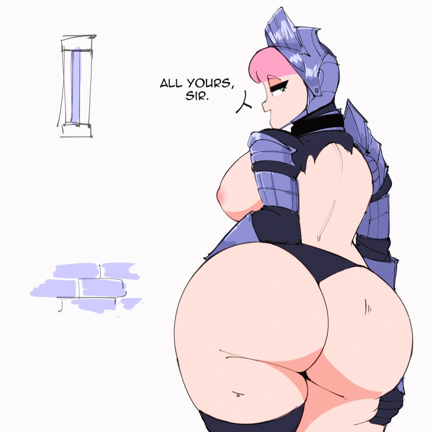 1girls armor breasts breasts_out cdlum female female_knight knight looking_at_viewer pear_(cdlum) thick_ass thick_thighs