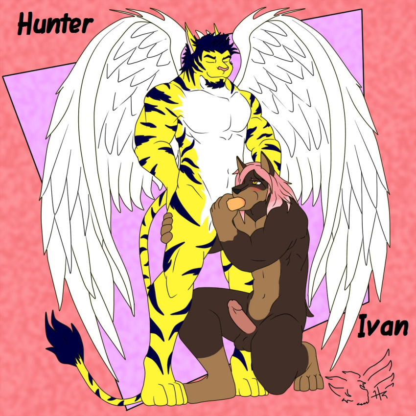 canine doberman feline furry gay hunterramirez lion male no_humans sex strypes wings