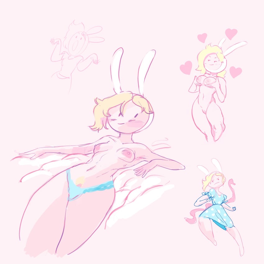 adventure_time adventure_time:_fionna_&_cake blonde_hair blue_dress domnirch fionna_the_human_girl girly heart lying_down panties pose smug