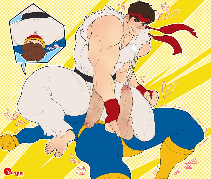 balls bara big_balls big_penis blush capcom clothing crossover cum cyclops_(x-men) erection gay genital_fluids handjob male male/male male_only marvel marvel_comics marvel_vs._capcom masturbation muscular_male orgasm penis ryu_(street_fighter) scott_summers street_fighter tight_clothing x-men yozorac1