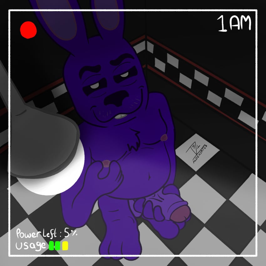 1:1 absurd_res aldenyates animatronic big_penis bonnie_(fnaf) camera_view feet five_nights_at_freddy's foreskin genitals hi_res high-angle_view humanoid_genitalia humanoid_penis lagomorph leporid looking_at_viewer machine male male_only mammal masturbation nipple_fetish nipple_play nude overweight overweight_male penile penile_masturbation penis rabbit robot robot_anthro scottgames smile solo