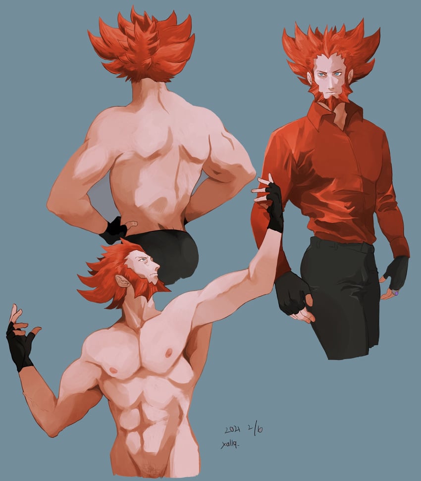 beard clothing facial_hair fully_clothed lysandre_(pokemon) male male_only nintendo nude pokemon shirtless solo solo_male yallq