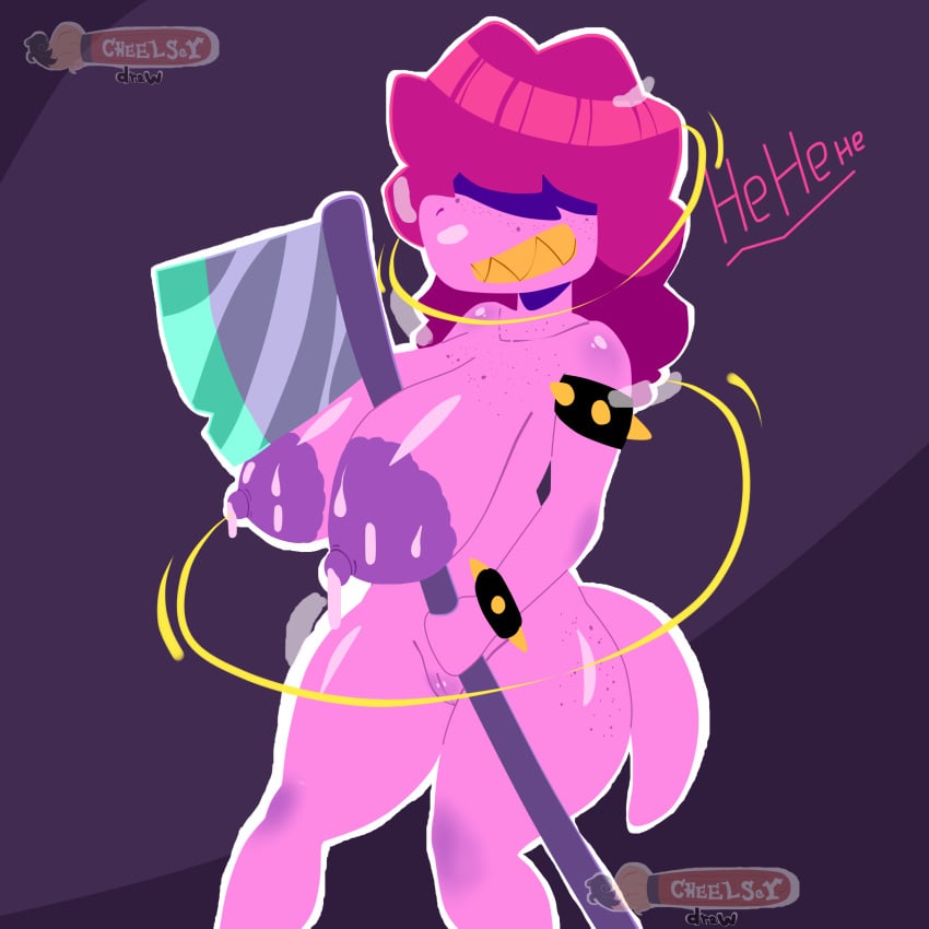 big_ass big_breasts breasts cheelseydraw deltarune female lactation milk purple_hair purple_skin susie_(deltarune)