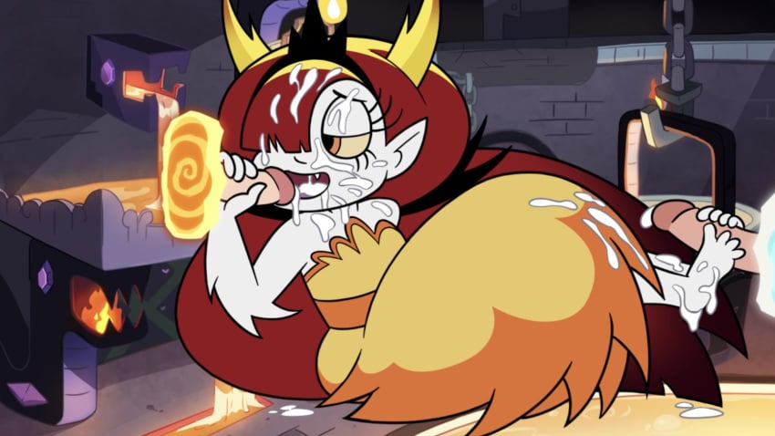 1girls 2boys ai_generated ai_hands cum cum_on_face cumshot hekapoo oral_sex original sex star_vs_the_forces_of_evil