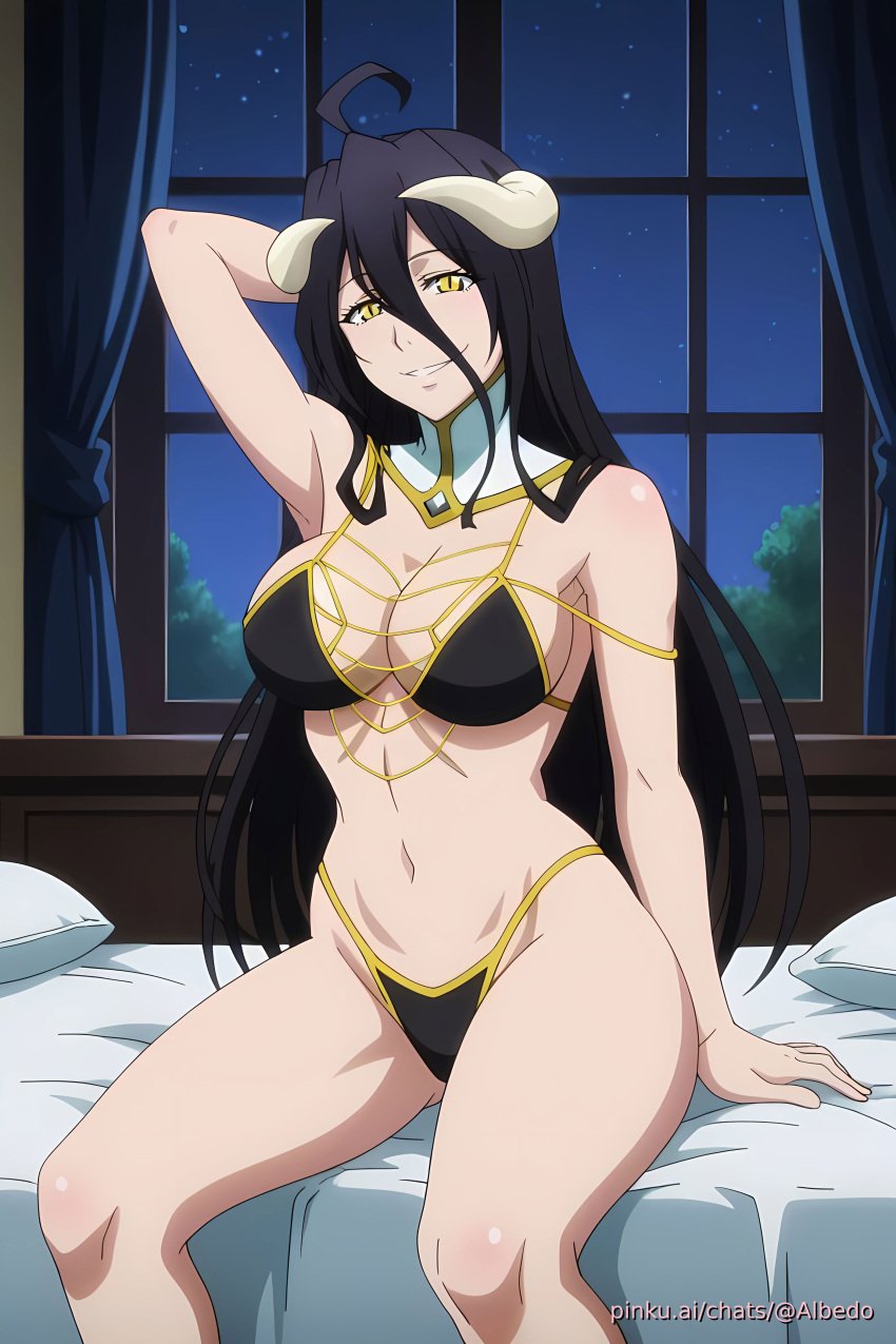 ai_generated albedo_(overlord) bikini breasts female girl lingerie overlord_(maruyama) pinku pinku.ai pinkuai thighs