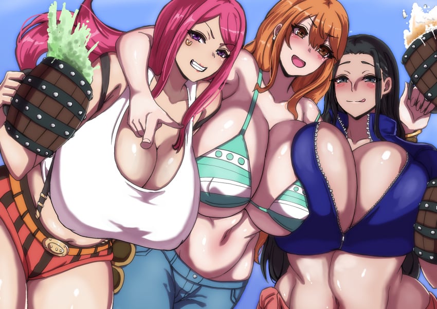 bikini_top female female_only haruki6688 jewelry_bonney nami_(one_piece) nico_robin one_piece