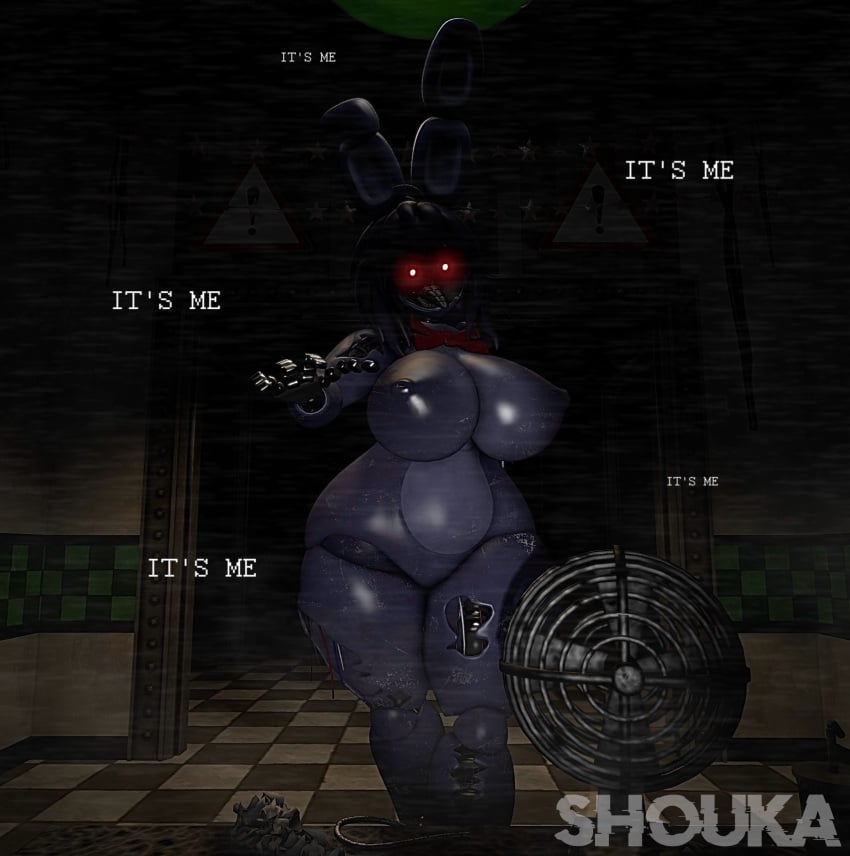 3d 4_fingers animatronic anthro big_breasts bonnie_(fnaf) bow_tie breasts checkered checkered_floor creepy desk digital_media_(artwork) female fingers five_nights_at_freddy's five_nights_at_freddy's_2 fur furniture glistening glistening_body glowing glowing_eyes hair hallway hi_res humanoid inside lagomorph leporid long_ears machine mammal metal_tongue nipples office one_arm pizzeria purple_body purple_fur purple_hair rabbit red_eyes robot robot_anthro robot_humanoid rule_63 scottgames shoukaart solo source_filmmaker_(artwork) static table text thick_thighs walking watermark withered_bonnie withered_bonnie_(fnaf) withered_bonnie_(mishuuyu)