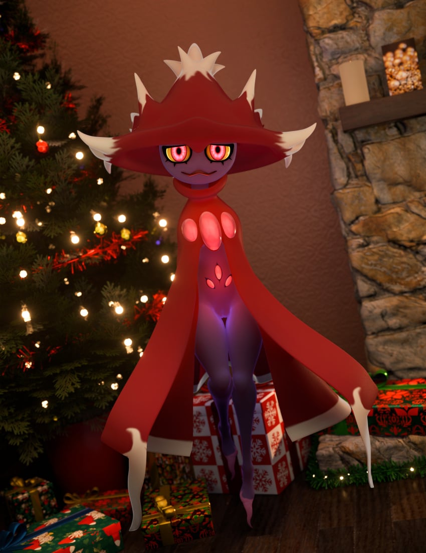 3d absurd_res christmas christmas_clothing christmas_tree clothed clothing digital_media_(artwork) dress female flashing flashing_pussy floating generation_4_pokemon genitals ghost gift hat headgear headwear hi_res holidays looking_at_viewer lorded mismagius nintendo no_underwear partially_clothed plant pokemon pokemon_(species) purple_body pussy red_clothing red_eyes smile solo spirit tree