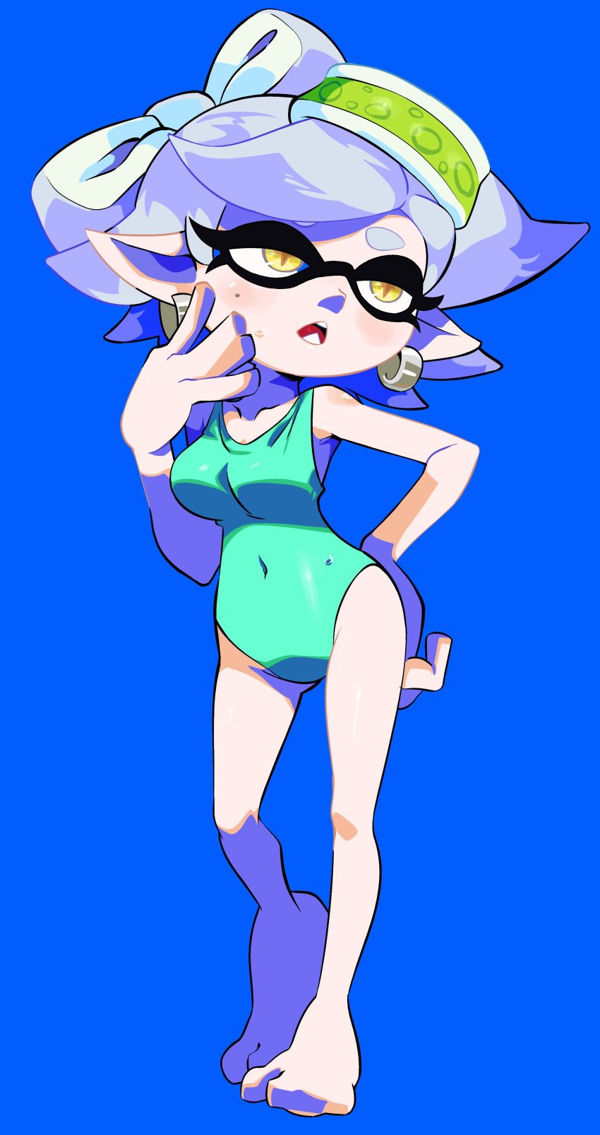 artist_request inkling inkling_girl marie_(splatoon) one_piece_swimsuit splatoon splatoon_(series) splatoon_3 squid_sisters swimsuit tagme tentacle_hair