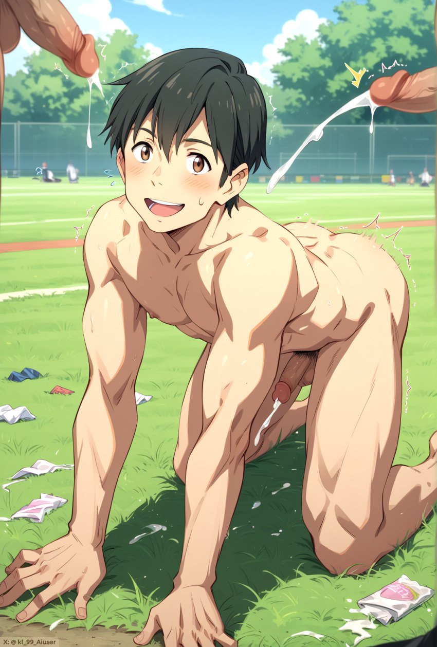 ai_generated anime bara gay kl_99 male male/male male_only morishima_hodaka tenki_no_ko yaoi