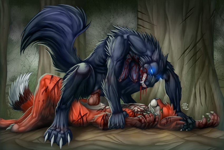 anthro blood breasts canine domination female forced fur furry inert-ren knot male nipples penetration penis vaginal_penetration werefox werewolf